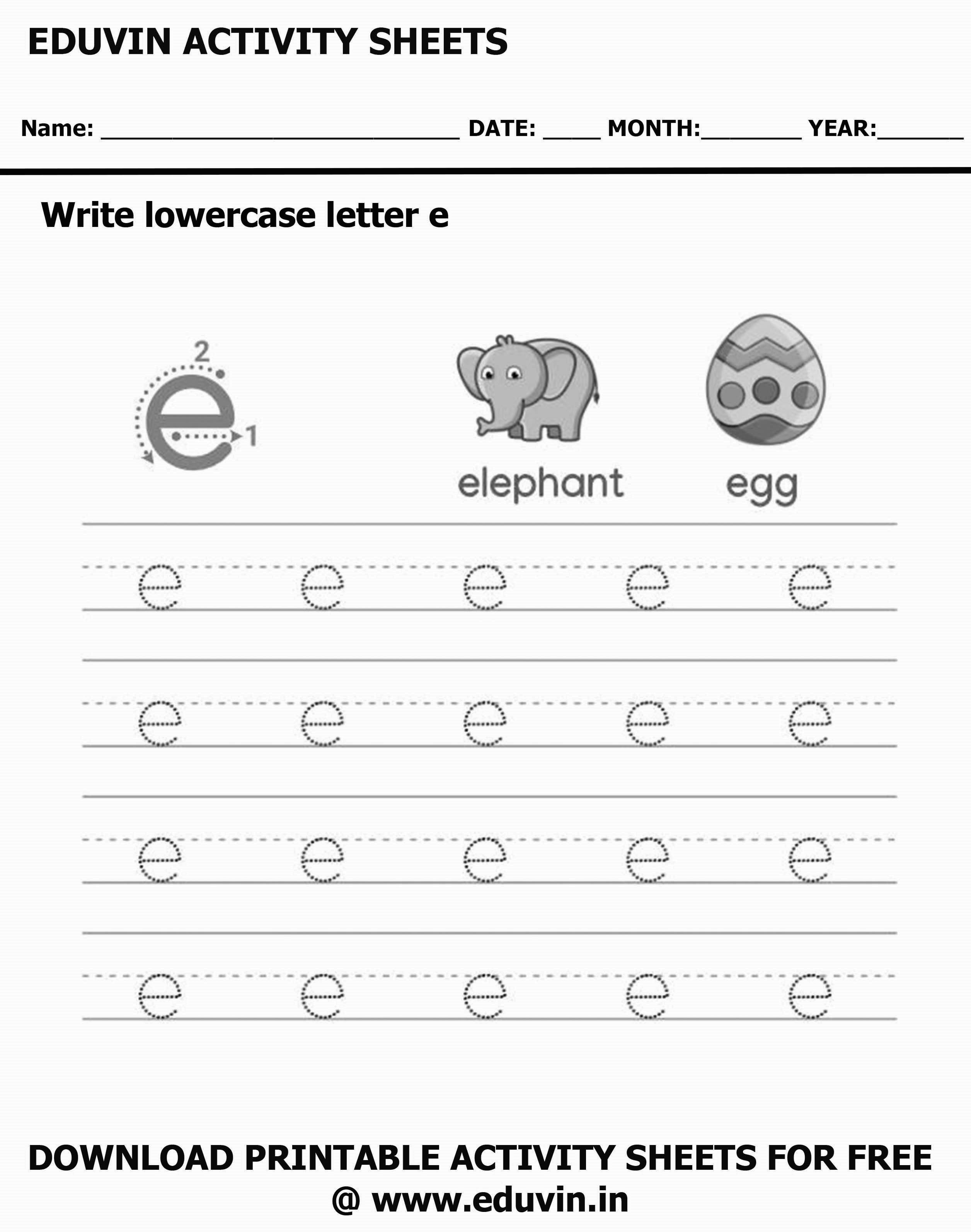 Free Letter E Tracing Worksheets